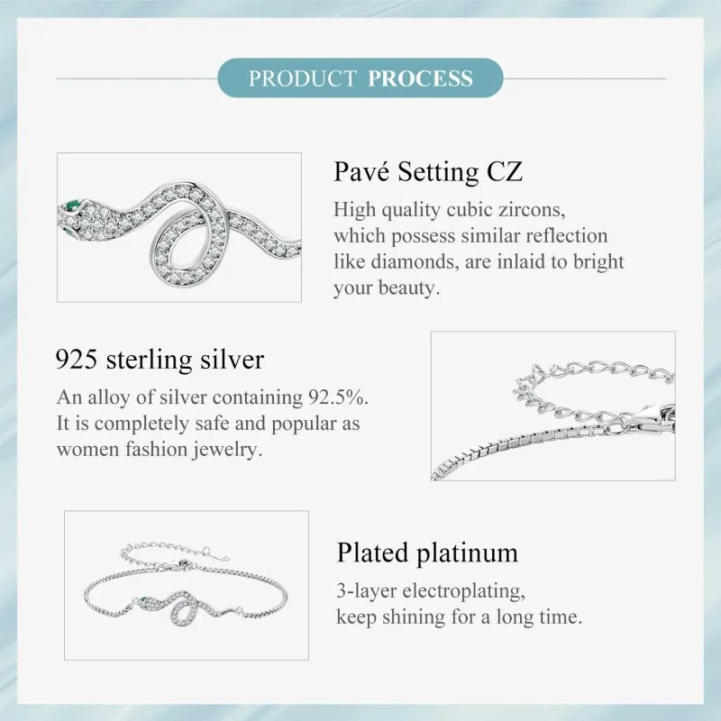 (kép) Pandora stílusú Spirit Snake Chain karkötő - SCB261 - Megtekintés 6