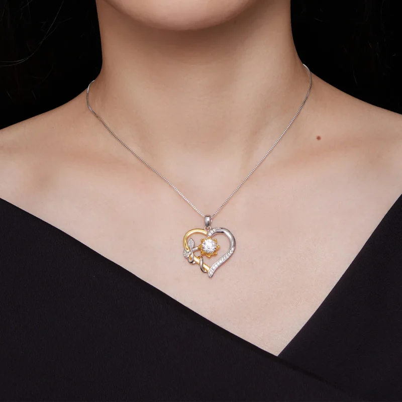 (kép) Pandora stílusú Szeretet Moissanite Nyaklánc (Egy Tanúsítvány) - MSN012 - Megtekintés 6