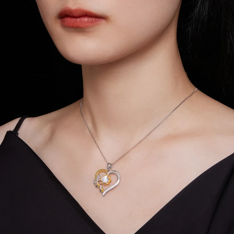 (kép) Pandora stílusú Szeretet Moissanite Nyaklánc (Egy Tanúsítvány) - MSN012 - Megtekintés 7