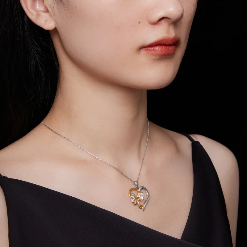 (kép) Pandora stílusú Szeretet Moissanite Nyaklánc (Egy Tanúsítvány) - MSN012 - Megtekintés 8