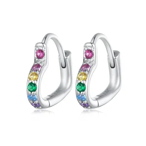 Pandora stílusú Szivárvány Szív Fülbevaló - SCE1626-CF (kép) Pandora stílusú Szivárvány Szív Fülbevaló - SCE1626-CF