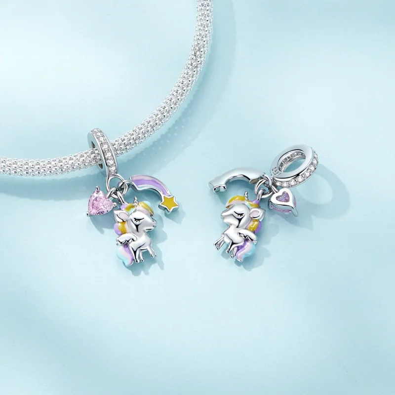 (kép) Pandora stílusú Szivárvány Unikornis Dangle - SCC2468 - Megtekintés 4