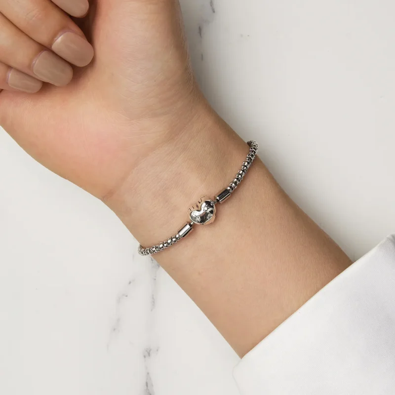 (kép) Pandora stílusú szív alakú alap láncos karkötő - BSB135 - Megtekintés 6