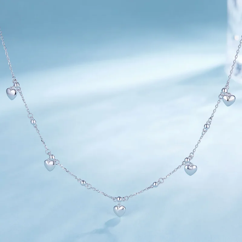 (kép) Pandora stílusú szív alakú bojtos nyaklánc choker - BSN359 - Megtekintés 2