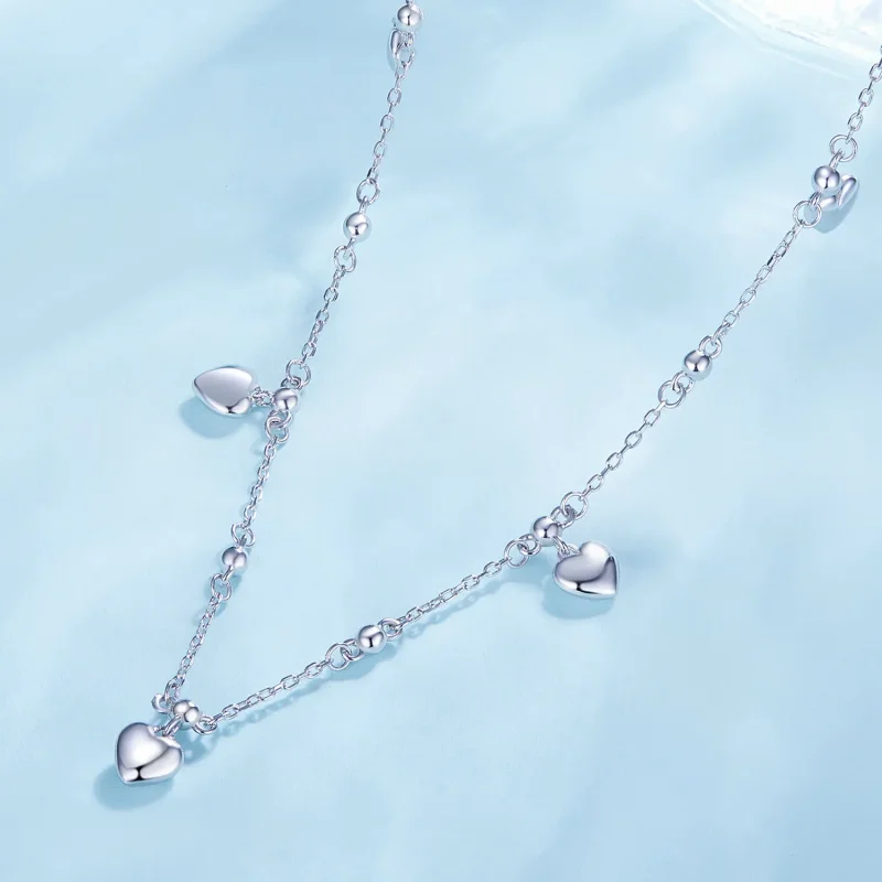 (kép) Pandora stílusú szív alakú bojtos nyaklánc choker - BSN359 - Megtekintés 3