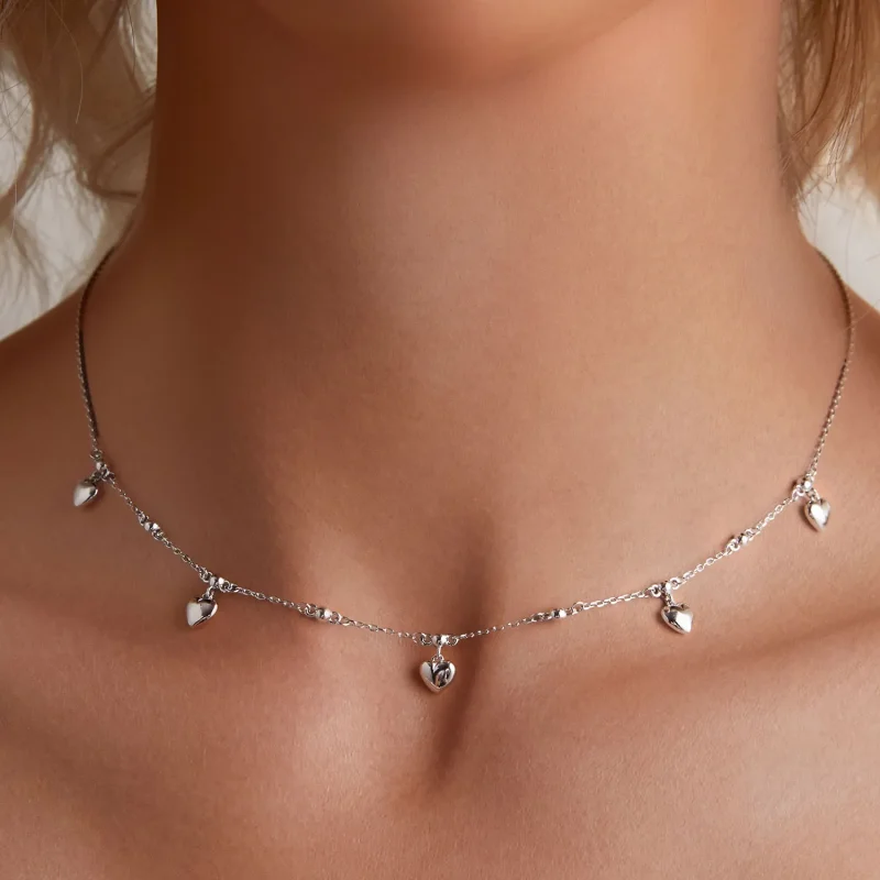 (kép) Pandora stílusú szív alakú bojtos nyaklánc choker - BSN359 - Megtekintés 6