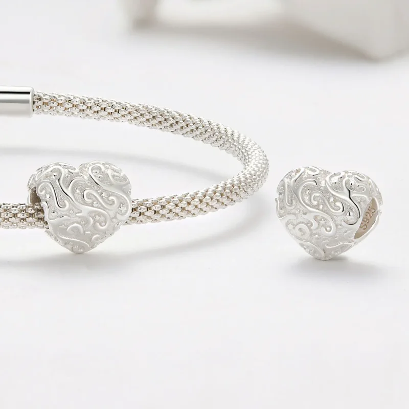 (kép) Pandora stílusú szív alakú mintás charm - SCC2618 - Megtekintés 4