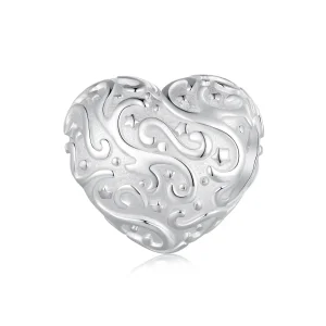 (kép) Pandora stílusú szív alakú mintás charm - SCC2618
