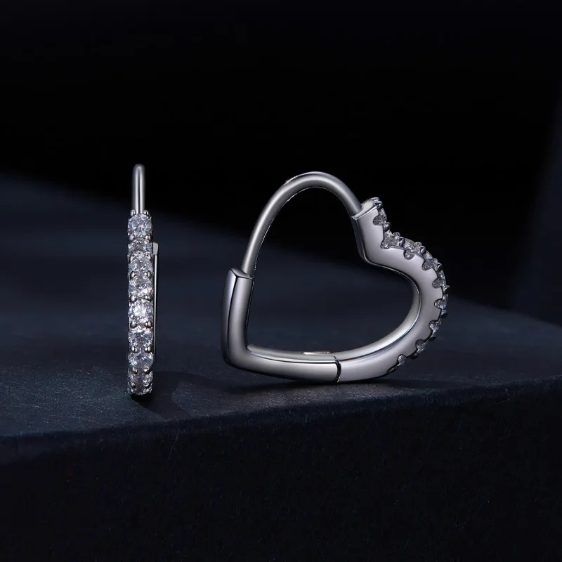(kép) Pandora stílusú szív alakú moissanite fülbevaló fülbevalók (egy tanúsítvány) - M - Megtekintés 2