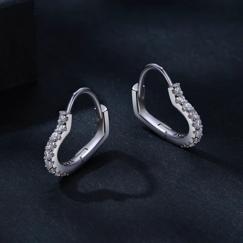 (kép) Pandora stílusú szív alakú moissanite fülbevaló fülbevalók (egy tanúsítvány) - M - Megtekintés 3