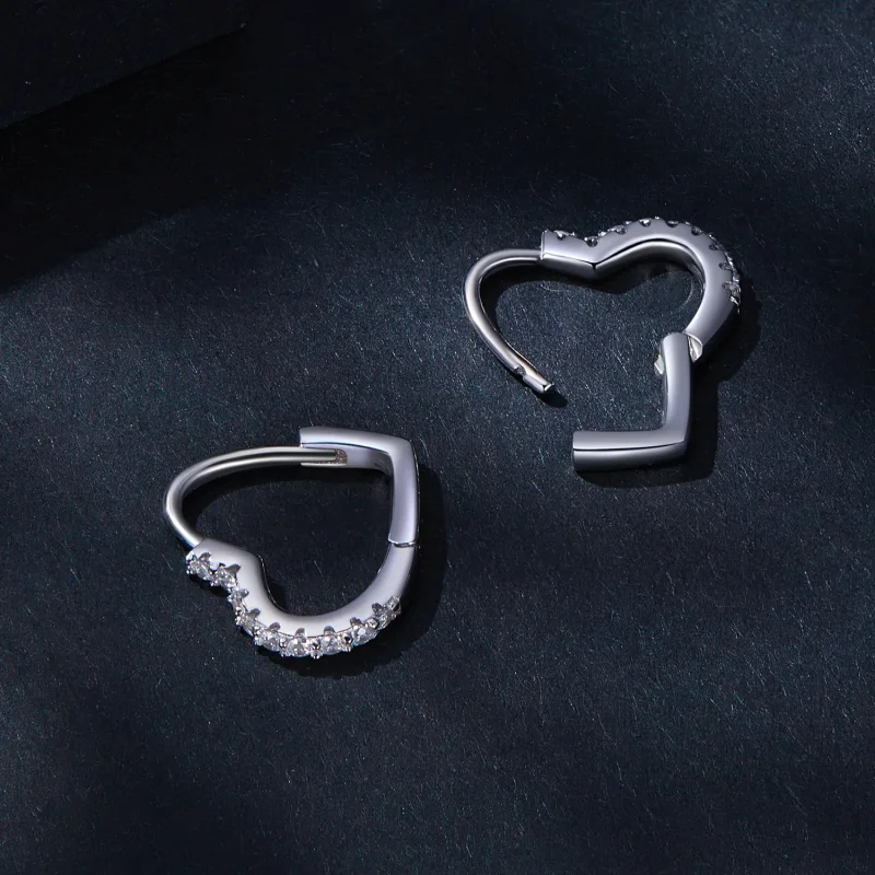 (kép) Pandora stílusú szív alakú moissanite fülbevaló fülbevalók (egy tanúsítvány) - M - Megtekintés 4