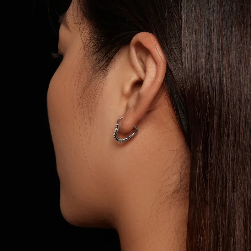 (kép) Pandora stílusú szív alakú moissanite fülbevaló fülbevalók (egy tanúsítvány) - M - Megtekintés 7