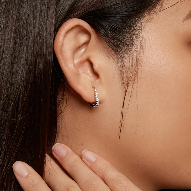 (kép) Pandora stílusú szív alakú moissanite fülbevaló fülbevalók (egy tanúsítvány) - M - Megtekintés 9