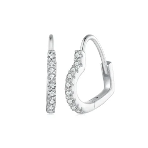 (kép) Pandora stílusú szív alakú moissanite fülbevaló fülbevalók (egy tanúsítvány) - MSE035