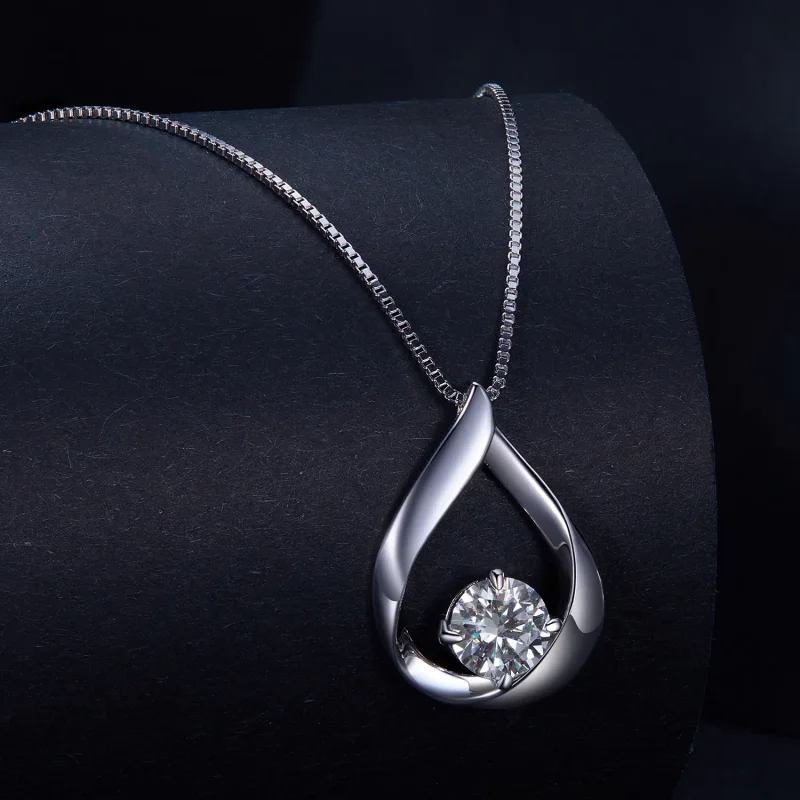 (kép) Pandora stílusú Vízcsepp Moissanite Nyaklánc (Egy Tanúsítvány) - MSN015 - Megtekintés 2
