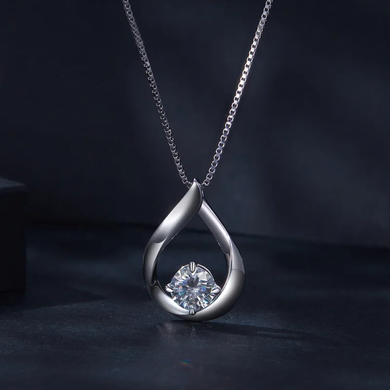 (kép) Pandora stílusú Vízcsepp Moissanite Nyaklánc (Egy Tanúsítvány) - MSN015 - Megtekintés 3