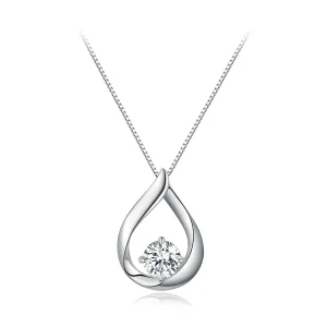 (kép) Pandora stílusú Vízcsepp Moissanite Nyaklánc (Egy Tanúsítvány) - MSN015
