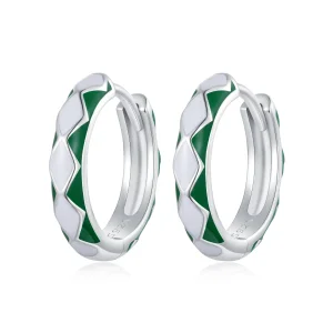 Pandora stílusú zöld és fehér gyémánt mintás fülbevalók - SCE1611-GN (kép) Pandora stílusú zöld és fehér gyémánt mintás fülbevalók - SCE1611-GN