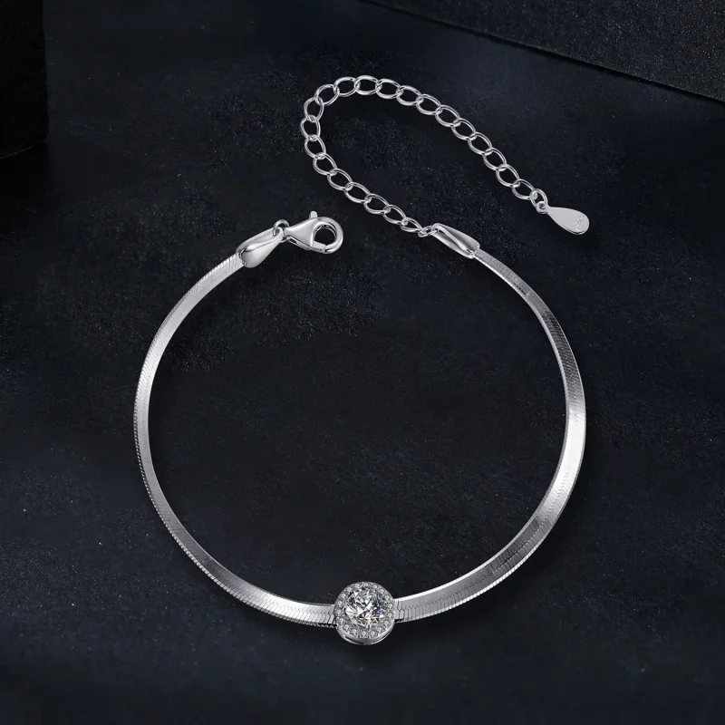 (kép) Pandora stílusú 0,5 kt Moissanite Snake Bone karkötő (egy tanúsítvány) - MSB011 - Megtekintés 3