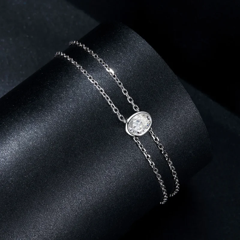 (kép) Pandora stílusú 1Ct kettős rétegű Moissanite karkötővel - MSB012 - Megtekintés 2