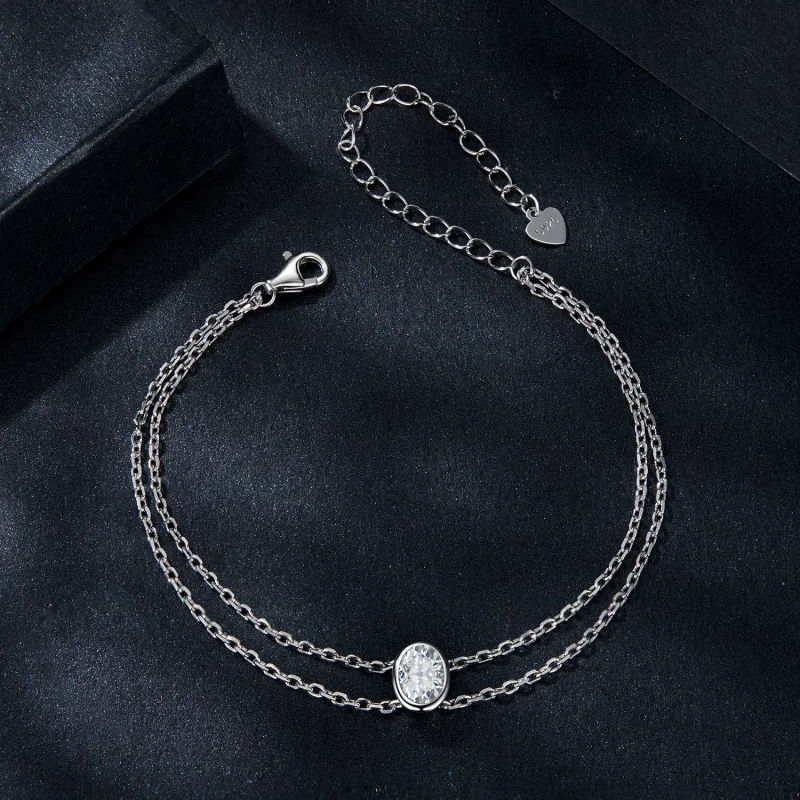 (kép) Pandora stílusú 1Ct kettős rétegű Moissanite karkötővel - MSB012 - Megtekintés 3
