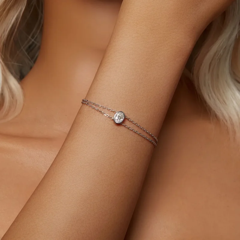 (kép) Pandora stílusú 1Ct kettős rétegű Moissanite karkötővel - MSB012 - Megtekintés 5