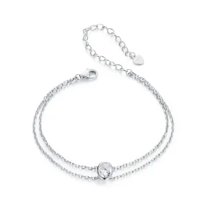 Pandora stílusú 1Ct kettős rétegű Moissanite karkötővel - MSB012 (kép) Pandora stílusú 1Ct kettős rétegű Moissanite karkötővel - MSB012