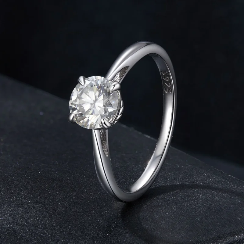 (kép) Pandora stílusú csillogó 1Ct Moissanite gyűrűt - MSR044 - Megtekintés 2