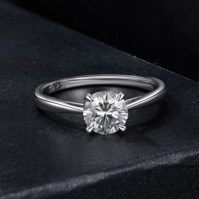 (kép) Pandora stílusú csillogó 1Ct Moissanite gyűrűt - MSR044 - Megtekintés 3