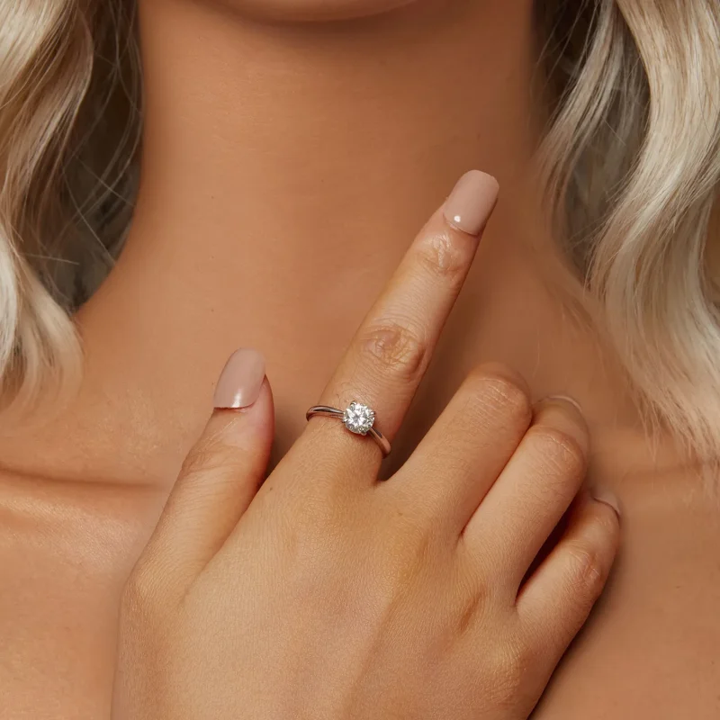 (kép) Pandora stílusú csillogó 1Ct Moissanite gyűrűt - MSR044 - Megtekintés 5