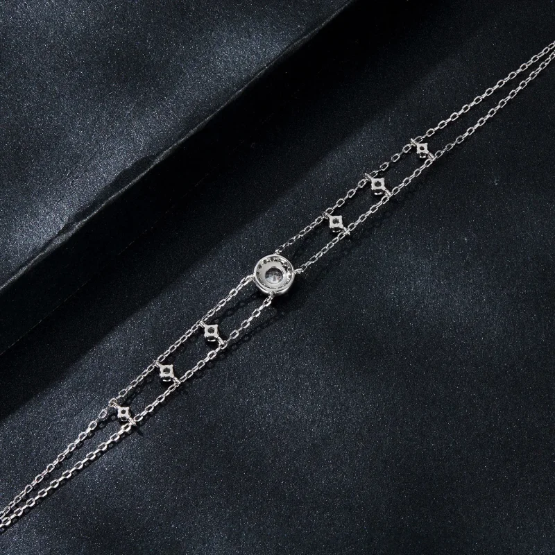(kép) Pandora stílusú csillogó dupla moissanite karkötő - MSB013 - Megtekintés 4