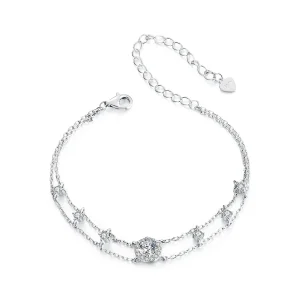 Pandora stílusú csillogó dupla moissanite karkötő - MSB013 (kép) Pandora stílusú csillogó dupla moissanite karkötő - MSB013