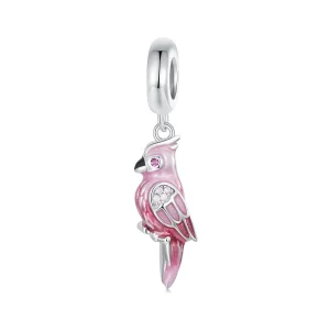 (kép) Pandora stílusú rózsaszín papagáj Charm - BSC971