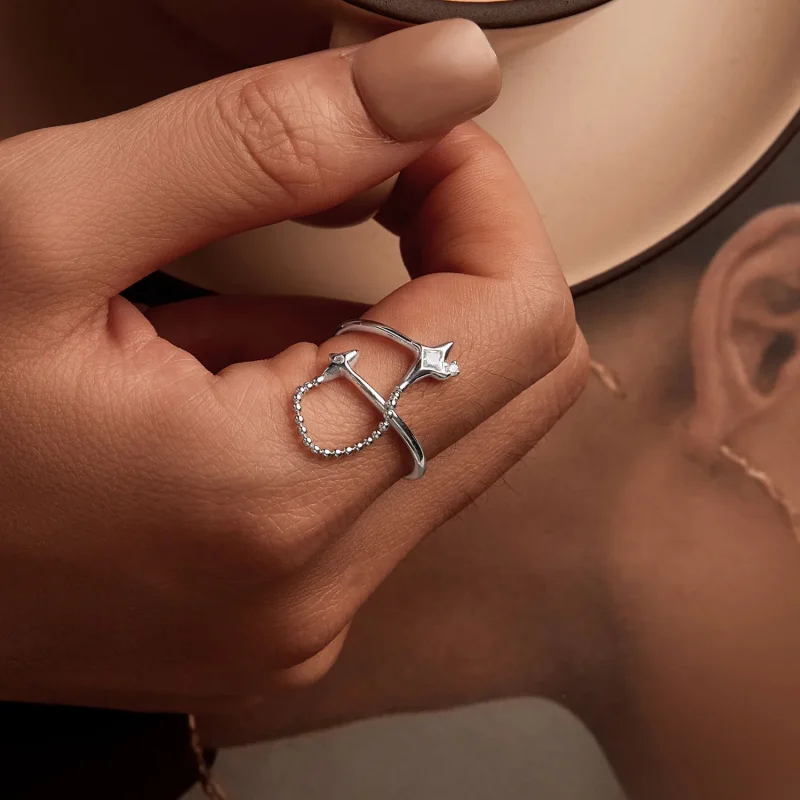 (kép) Pandora stílusú Starlight Open Ring - BSR519-E - Megtekintés 5
