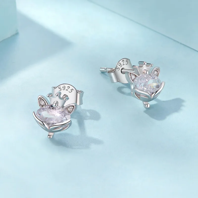 (kép) Pandora stílusú Crown Fox hercegnő fülbevalók - SCE1708 - Megtekintés 3