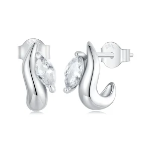 Pandora stílusú egyszerű Marquise Stud fülbevalók - BSE971 (kép) Pandora stílusú egyszerű Marquise Stud fülbevalók - BSE971