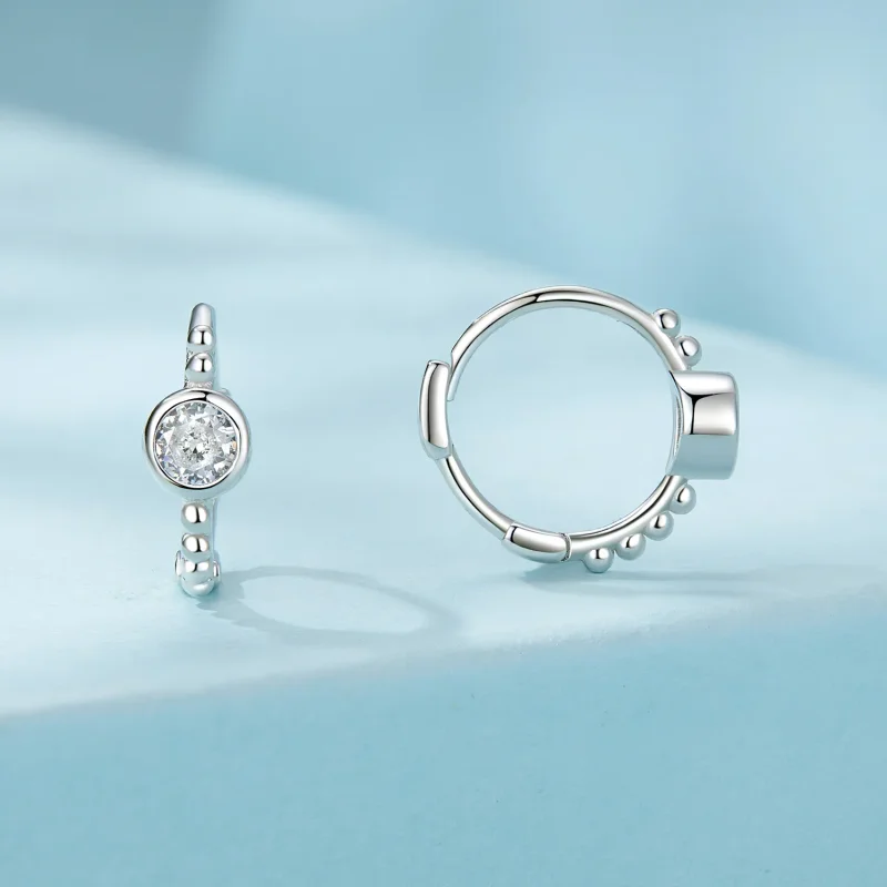(kép) Pandora stílusú egyszerű sterling ezüst gyöngy fülbevalók - SCE1731 - Megtekintés 2