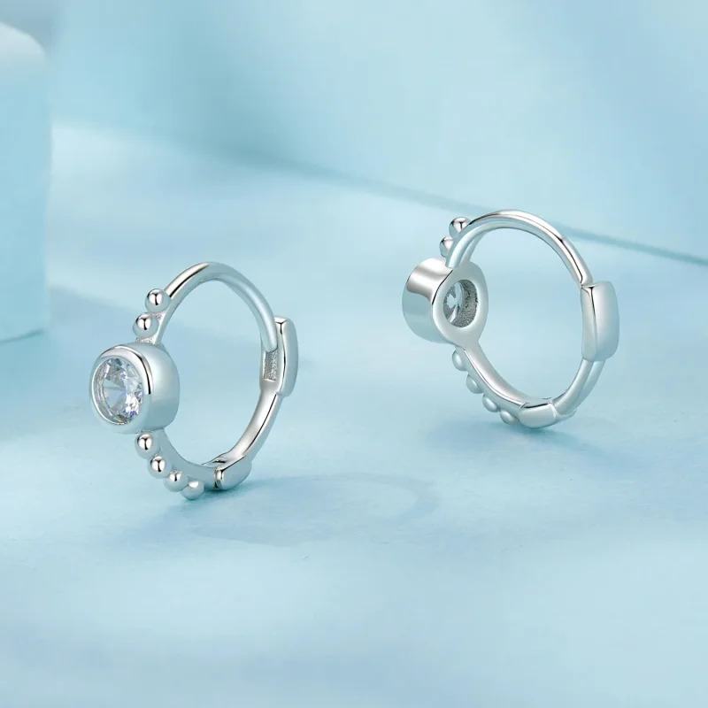 (kép) Pandora stílusú egyszerű sterling ezüst gyöngy fülbevalók - SCE1731 - Megtekintés 3
