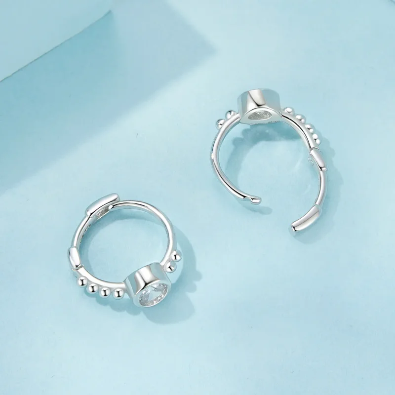(kép) Pandora stílusú egyszerű sterling ezüst gyöngy fülbevalók - SCE1731 - Megtekintés 4