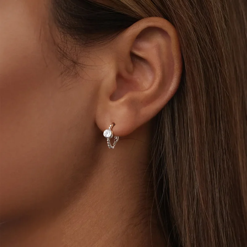 (kép) Pandora stílusú egyszerű sterling ezüst gyöngy fülbevalók - SCE1731 - Megtekintés 5