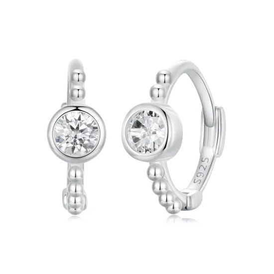 (kép) Pandora stílusú egyszerű sterling ezüst gyöngy fülbevalók - SCE1731