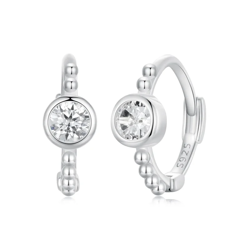 (kép) Pandora stílusú egyszerű sterling ezüst gyöngy fülbevalók - SCE1731