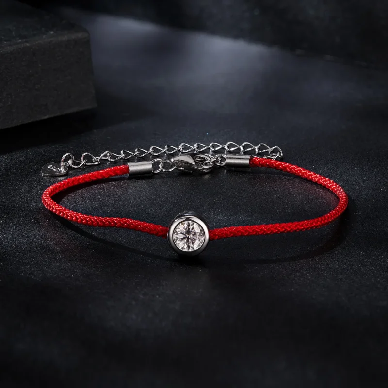 (kép) Pandora stílusú finom moissanite vörös kötél karkötő (egy tanúsítvány) - MSB014 - Megtekintés 3