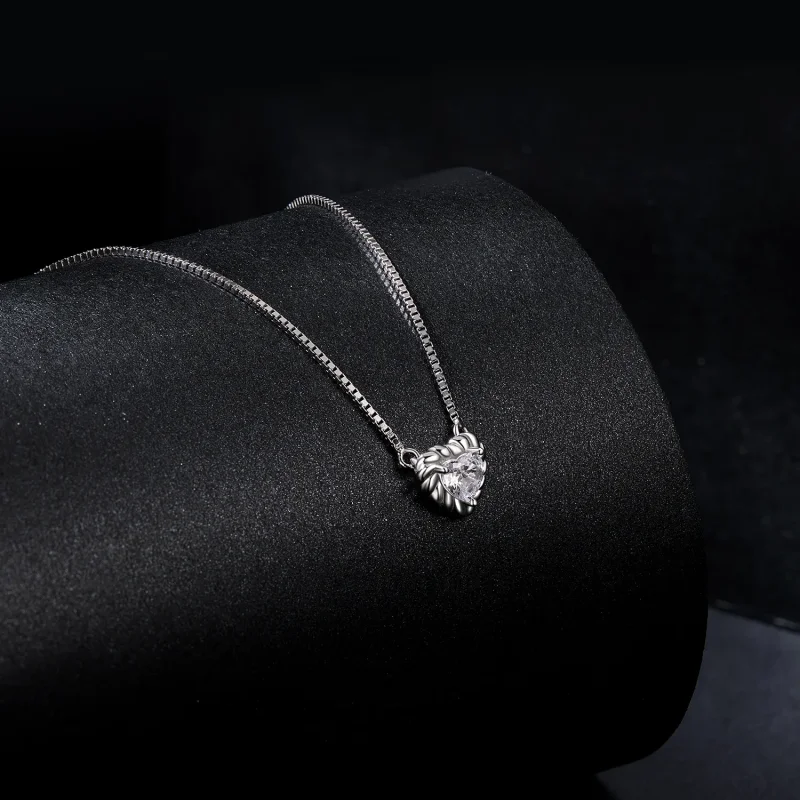 (kép) Pandora stílusú finom szív alakú moissanite gallér nyaklánc (egy tanúsítvány) - - Megtekintés 2
