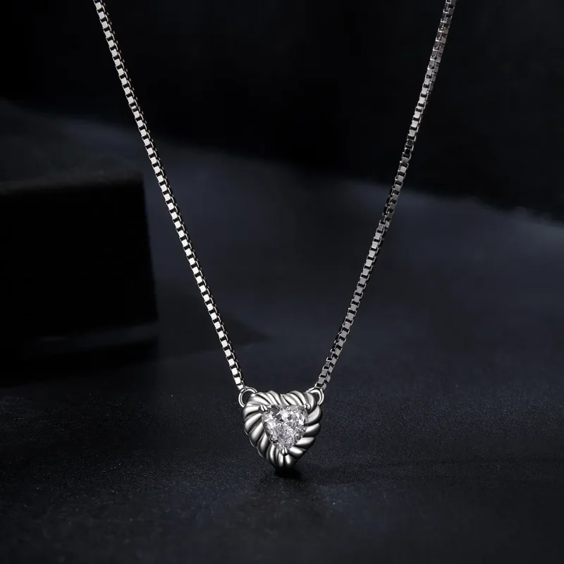 (kép) Pandora stílusú finom szív alakú moissanite gallér nyaklánc (egy tanúsítvány) - - Megtekintés 3