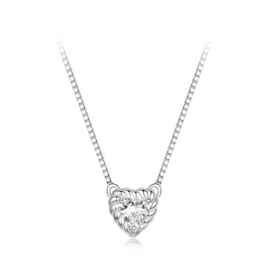 (kép) Pandora stílusú finom szív alakú moissanite gallér nyaklánc (egy tanúsítvány) - MSN032