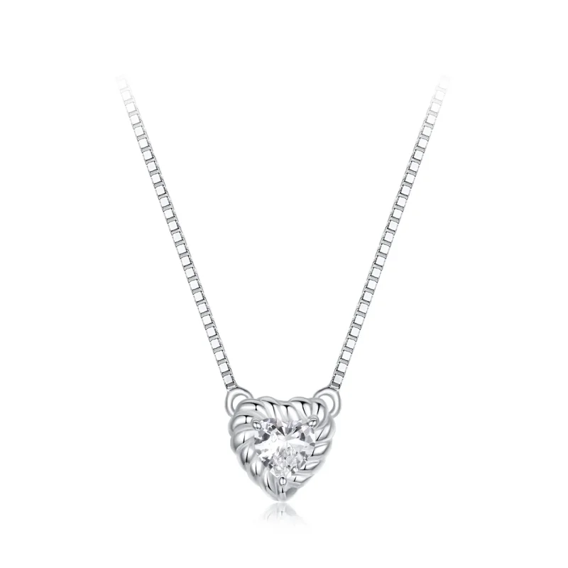 (kép) Pandora stílusú finom szív alakú moissanite gallér nyaklánc (egy tanúsítvány) - MSN032
