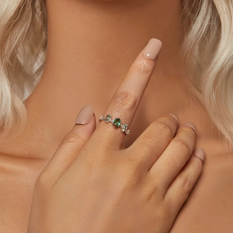 (kép) Pandora stílusú gradiens üveg turmalin gyűrű - BSR527 - Megtekintés 4