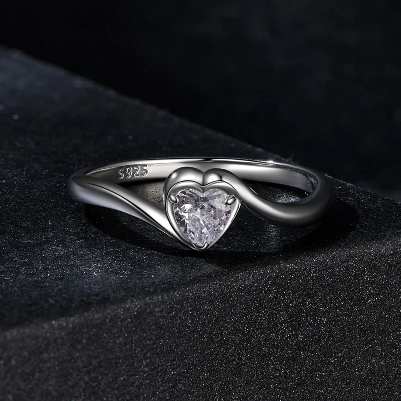 (kép) Pandora stílusú gyönyörű szerelem Moissanite Ring (egy tanúsítvány) - MSR047 - Megtekintés 3