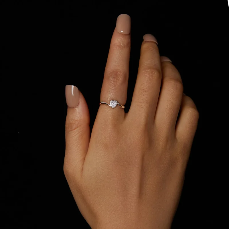(kép) Pandora stílusú gyönyörű szerelem Moissanite Ring (egy tanúsítvány) - MSR047 - Megtekintés 5